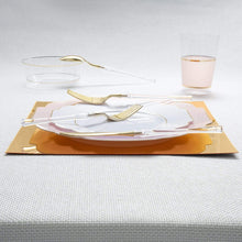 Load image into Gallery viewer, Neo Classic Clear and Gold Plastic Cutlery Set | 32 Pieces