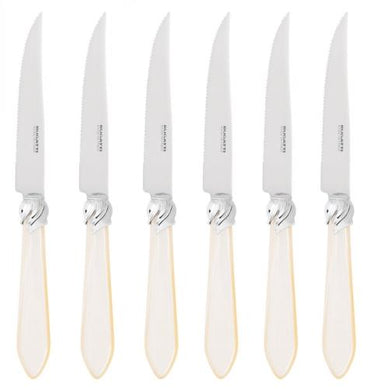 Falabella Steak Knife Set of 6 - Ivory with Chrome Detail