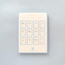 Load image into Gallery viewer, Blue Pastel Animal Milestone Cards