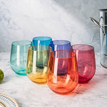 Load image into Gallery viewer, 6 Unbreakable Colored Stemless Wine Glasses Acrylic Plastic