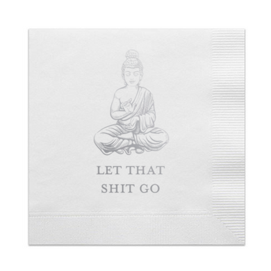 Let That Shit Go Cocktail Paper Napkin, Silver