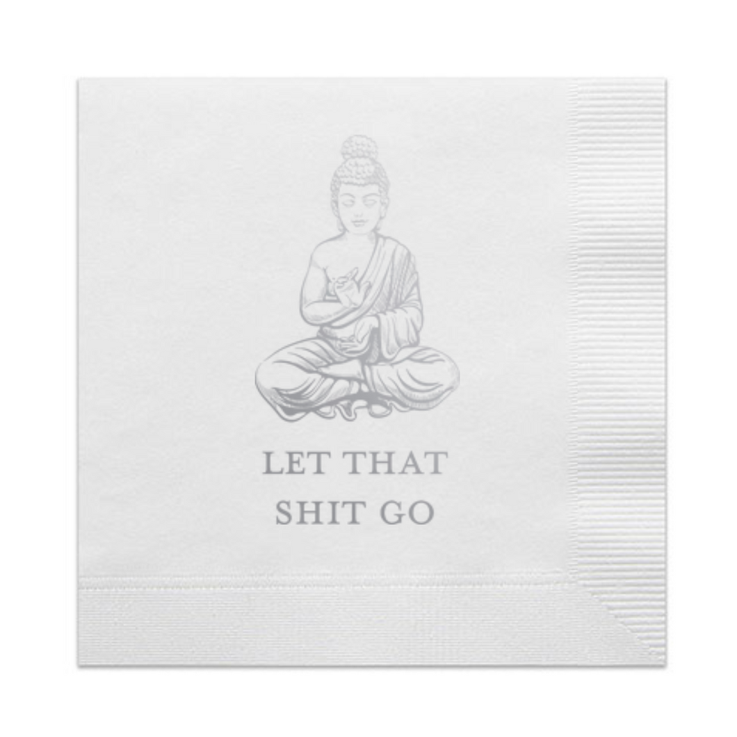 Let That Shit Go Cocktail Paper Napkin, Silver