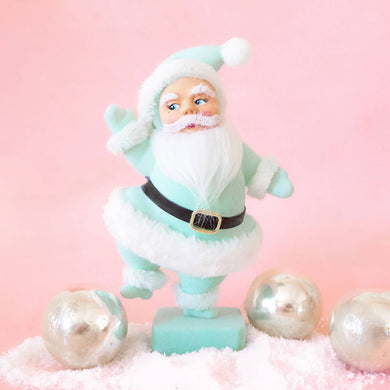 Retro Flocked Dancing Santa | Mint