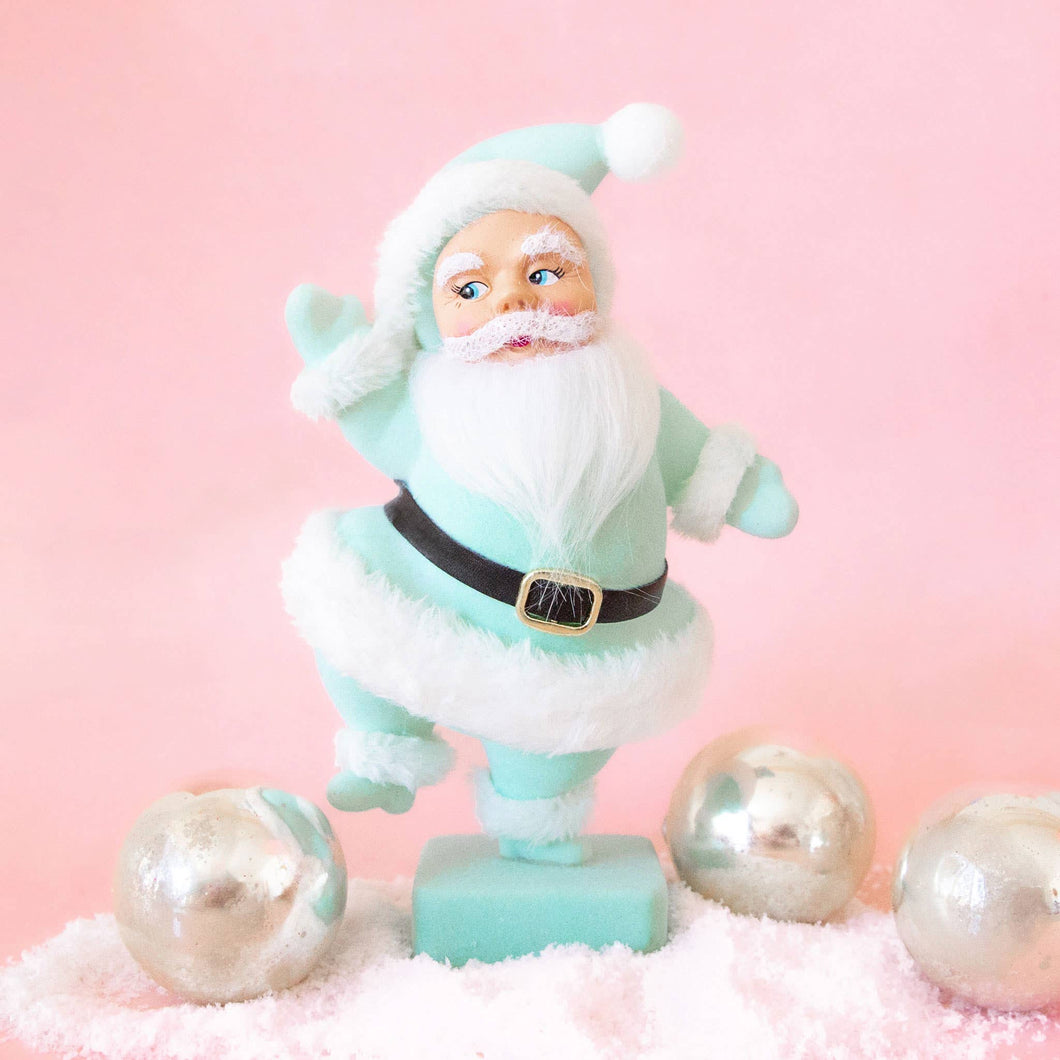 Retro Flocked Dancing Santa | Mint