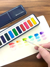Load image into Gallery viewer, Watercolor Set- 12 Artist Grade Colors + Wood Paintbrush