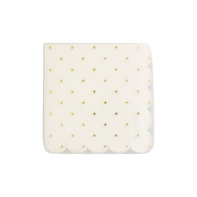 Load image into Gallery viewer, Cottage Gold Foil Polka Dot Scalloped Paper Cocktail Napkins