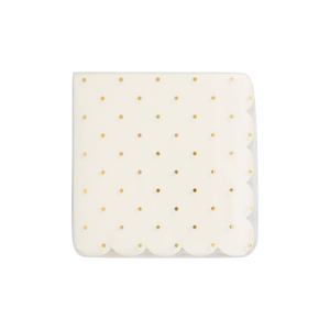 Cottage Gold Foil Polka Dot Scalloped Paper Cocktail Napkins