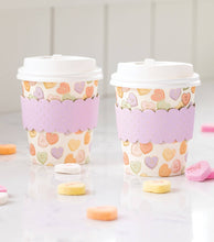 Load image into Gallery viewer, Conversation Hearts Cozy To-Go Cups (8 ct)
