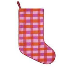 Load image into Gallery viewer, Abstract Plaid Pink Embroidered Stocking - Ampersand