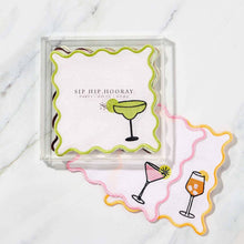 Load image into Gallery viewer, Embroidered Cocktail Napkins with Reusable Acrylic Box