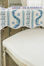 Load image into Gallery viewer, Scalloped Square Table Topper | Boxwood Garden Delft Blue
