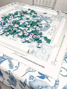 Blue Instructional Mahjong Tablecloth