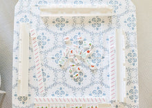 Load image into Gallery viewer, Scalloped Square Table Topper | Floral Trellis