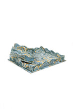 Load image into Gallery viewer, Nesting Scalloped Hand-Marbled Trays in Blue