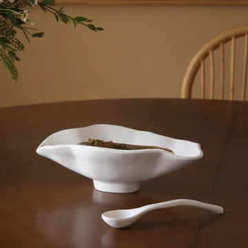 Vida Nube Small Oval Bowl with Spoon White