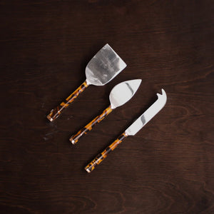 Vida Tortoise and Gold Stainless Cheese Set of 3 (Gold)