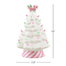 Load image into Gallery viewer, 12" Nostalgic Ceramic Pink Candy Cane Tree