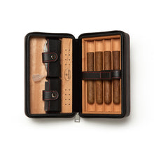 Load image into Gallery viewer, Black Cedar Leather Cigar Travel Humidor Case