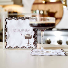 Load image into Gallery viewer, Embroidered Cocktail Napkins with Reusable Acrylic Box