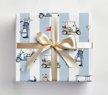 Load image into Gallery viewer, Golf Dad Blue Stripe Gift Wrap-Father's Day Wrapping Paper