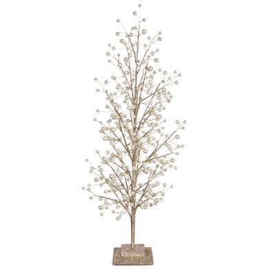 Glittered Tree with Pearls 27.5
