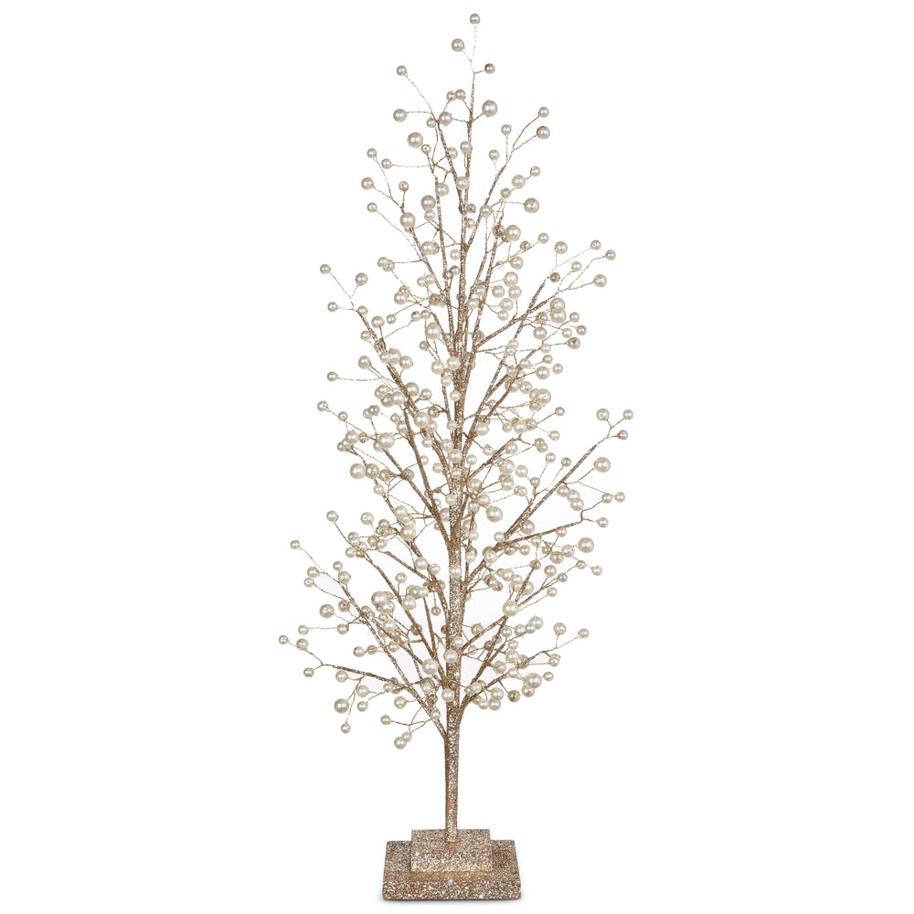 Glittered Tree with Pearls 27.5