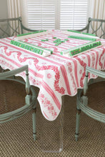 Load image into Gallery viewer, Scalloped Square Table Topper in Boxwood Garden Rose