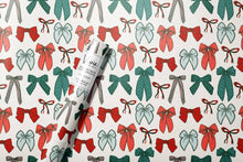 Load image into Gallery viewer, Red and Green Bows Christmas Wrapping Paper