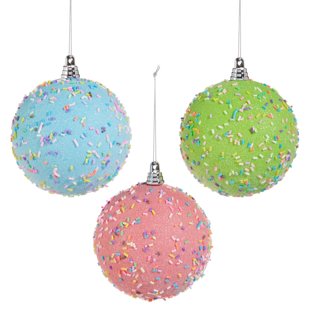 Sprinkled Ball Ornament 3 Asstd.