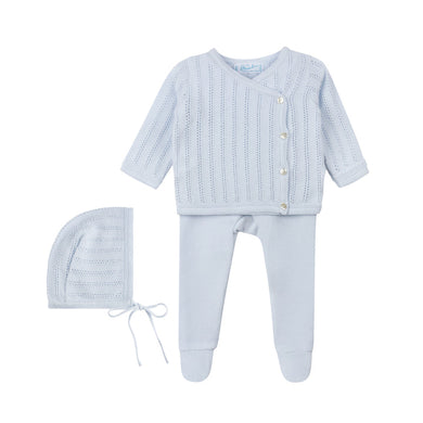Pointelle Wrap Set with Hat - Blue