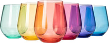 Load image into Gallery viewer, 6 Unbreakable Colored Stemless Wine Glasses Acrylic Plastic