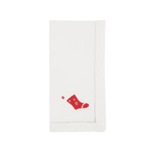 Load image into Gallery viewer, Winter Wonderland Stocking Embroidered Napkin: White / 20"