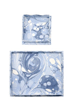 Load image into Gallery viewer, Nesting Scalloped Hand-Marbled Trays in Ocean Wave