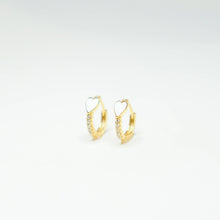Load image into Gallery viewer, Pave Heart Huggie Earrings: Light Pink