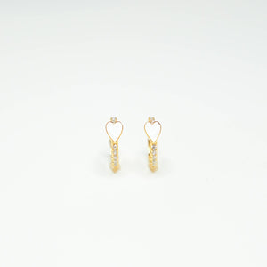 Pave Heart Huggie Earrings: Light Pink