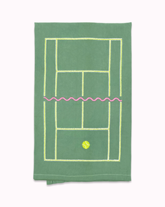 Tennis Time Embroidered Tea Towel