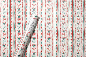  Christmas Candy Cane Stripe Bow Wrapping Paper 