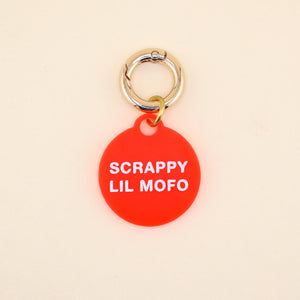 Scrappy Lil Mofo Pet Tag: Fire Red Acrylic
