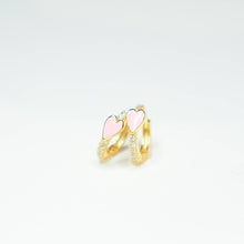 Load image into Gallery viewer, Pave Heart Huggie Earrings: Light Pink