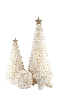 Clamrose Shell Cone Tree w/Pearls (White/Gold): 12