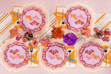 Load image into Gallery viewer, Bats &amp; Bows Small Plates – Pink Halloween Party Plates (Set of 8)
