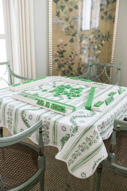 Scalloped Square Table Topper | Boxwood Garden Sage
