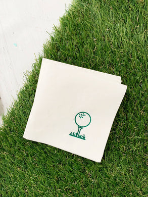 Golf Tee Cocktail Napkins - Green on White