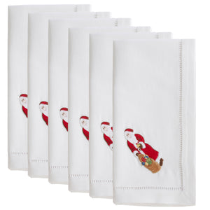 Embr'd Santa Napkin: White / 20"