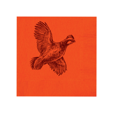 Quail Beverage Napkins - ORANGE