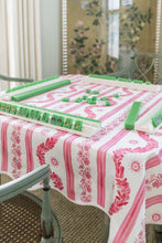 Load image into Gallery viewer, Scalloped Square Table Topper in Boxwood Garden Rose