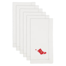 Load image into Gallery viewer, Winter Wonderland Stocking Embroidered Napkin: White / 20"