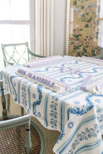 Load image into Gallery viewer, Scalloped Square Table Topper | Boxwood Garden Delft Blue