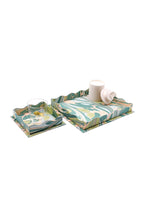 Load image into Gallery viewer, Nesting Scalloped Hand-Marbled Trays in Green and Pink
