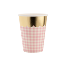 Load image into Gallery viewer, Gingham Cups with Gold Scallop